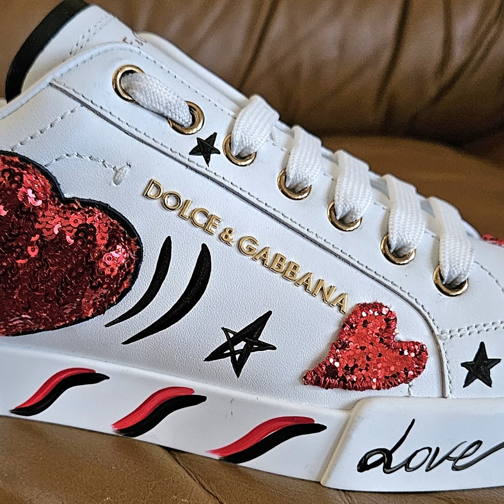 New Women's Dolce & Gabbana Portofino Nappa Calfskin Designer Sneakers Sz 8 US - Picture 11 of 16